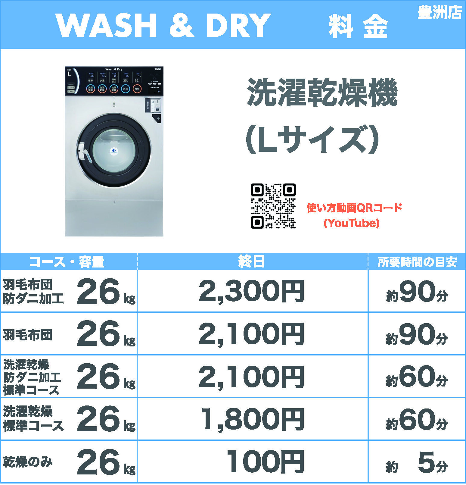 洗濯乾燥機Lサイズ